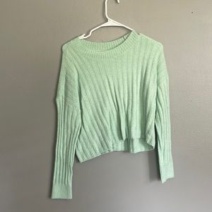 green sweater crop top